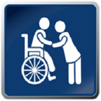 Person helping a person in wheelchair