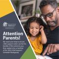 2023 Child Support Schedule Workgroup; parent engaging with child at play